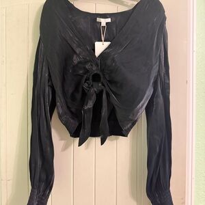 Gianni Bini Black Tie-Front Blouse